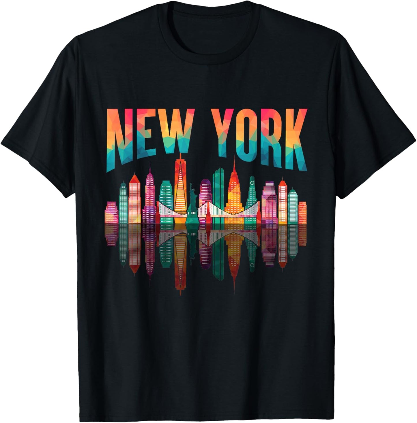 New York City Manhattan NYC Retro 70s 80s Skyline NY City T-Shirt - T-Shirt | Black