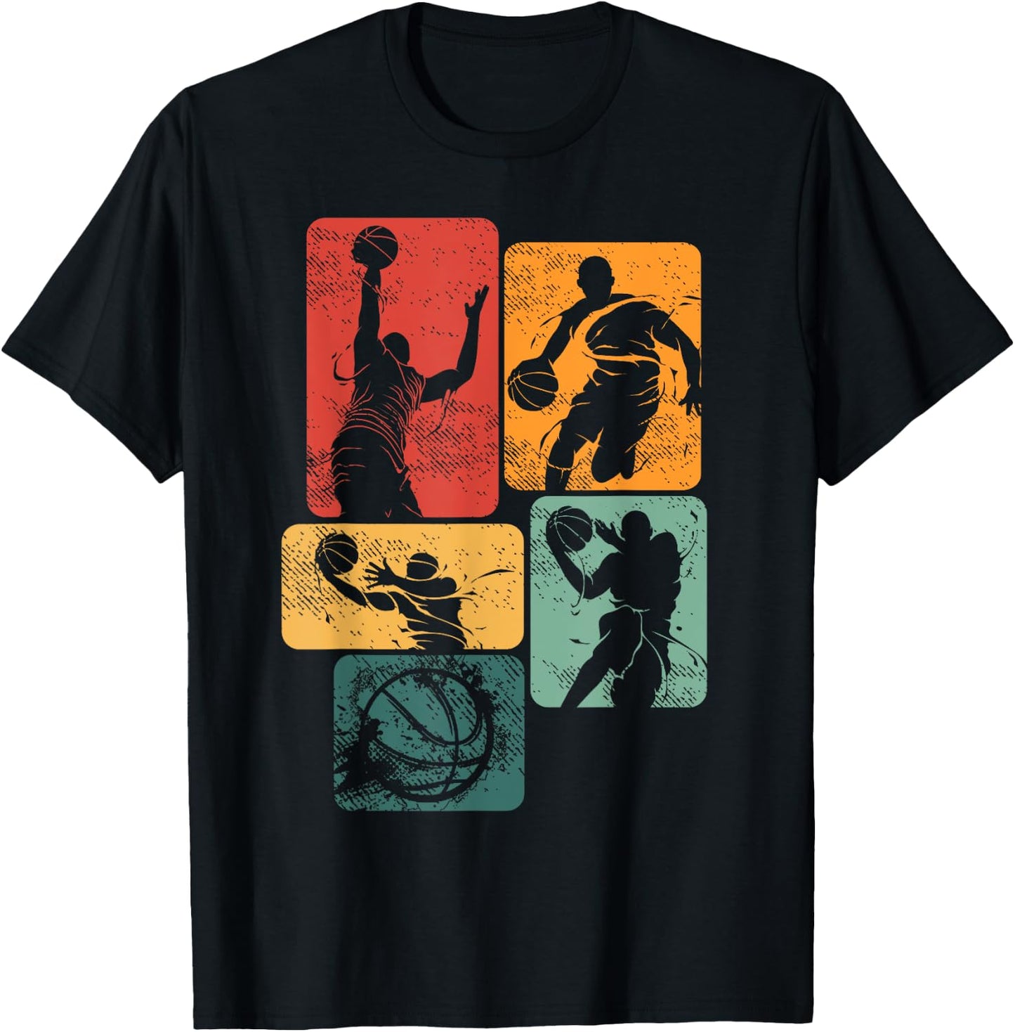 Retro Basketball Player Baller Sport Team Vintage Men Boys T-Shirt - T-Shirt | Black