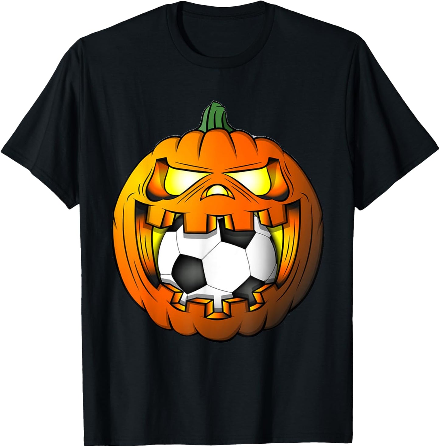 Soccer Player Halloween Pumpkin Skeleton Kids Boys T-Shirt - T-Shirt | Black
