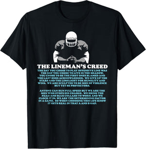 Offensive Lineman's Creed: Life in the Shadows O-Line T-Shirt - T-Shirt | Black
