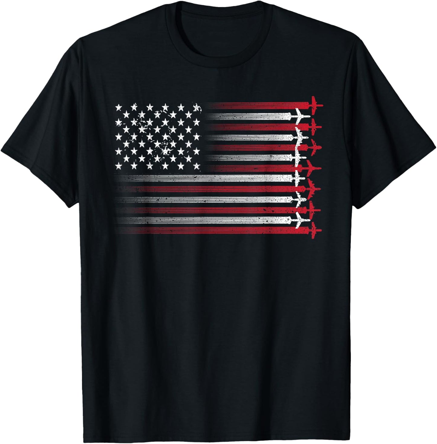 Cute Airplane Pilot Art Women Aviation 4th of July Small T-Shirt - T-Shirt | Black