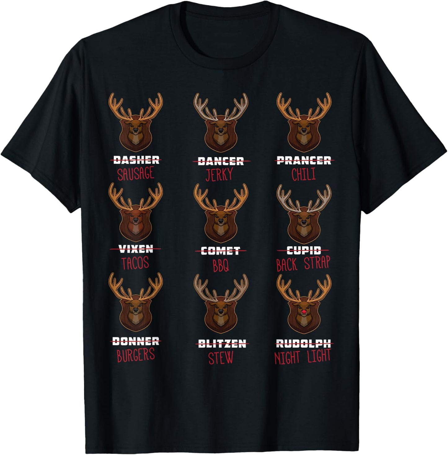 All of Santa's Reindeer Funny Deer Hunter Graphic Christmas T-Shirt - T-Shirt | Black