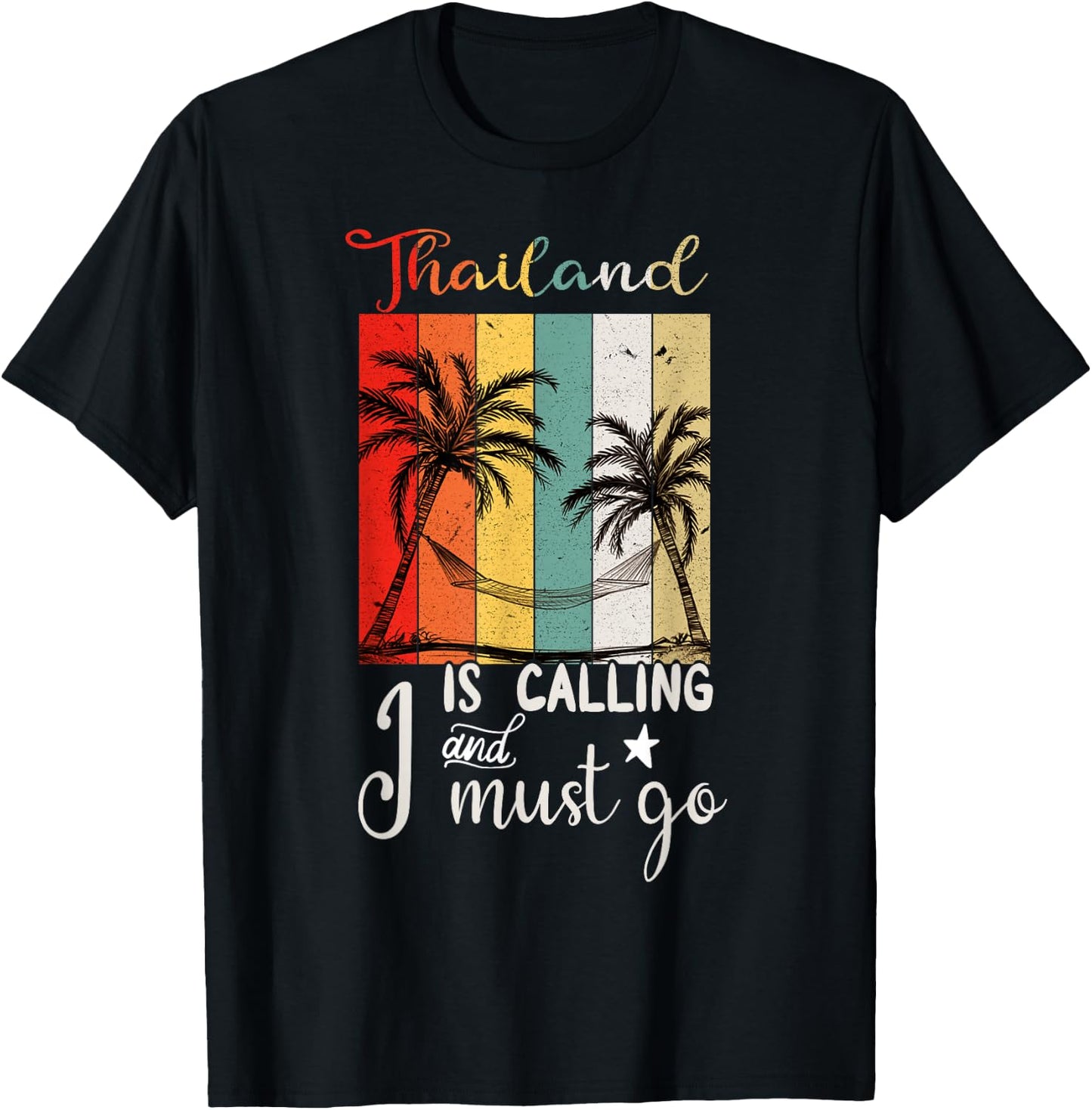 Thailand Is Calling And I Must Go Retro Vintage Vibes Beach T-Shirt - T-Shirt | Black