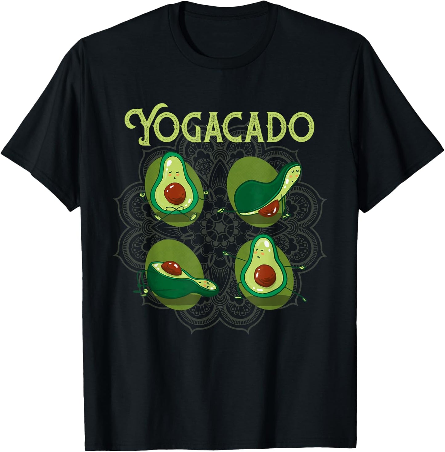 Yogacado Meditation Yoga Poses | Funny Namaste Yoga T-Shirt - T-Shirt | Black