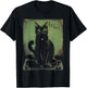 Black Cat Sitting On Vinyl Record Player Women Men T-Shirt - T-Shirt | Black