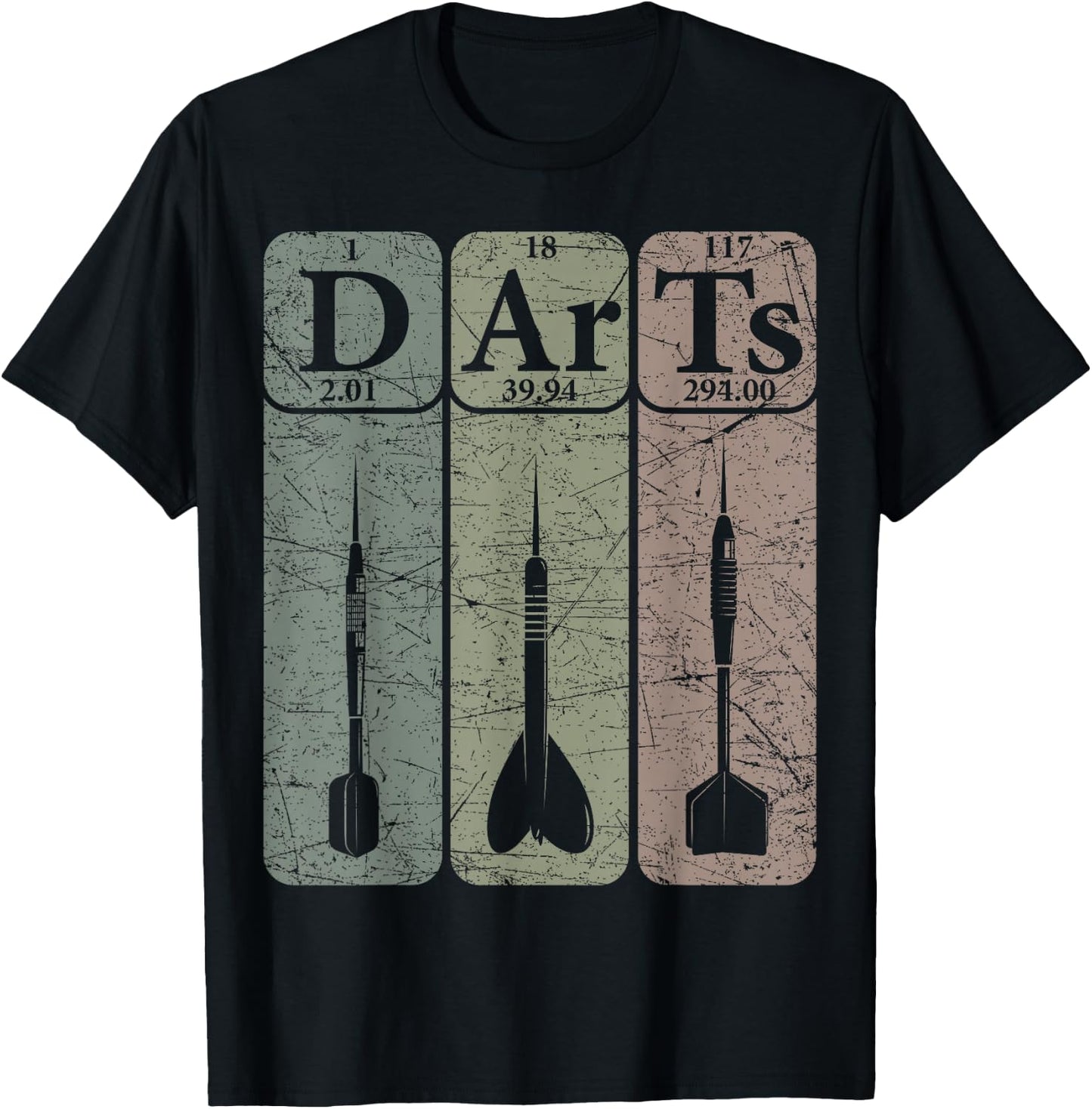 Darts Periodic Table Elements Darts Player Retro Dart T-Shirt - T-Shirt | Black