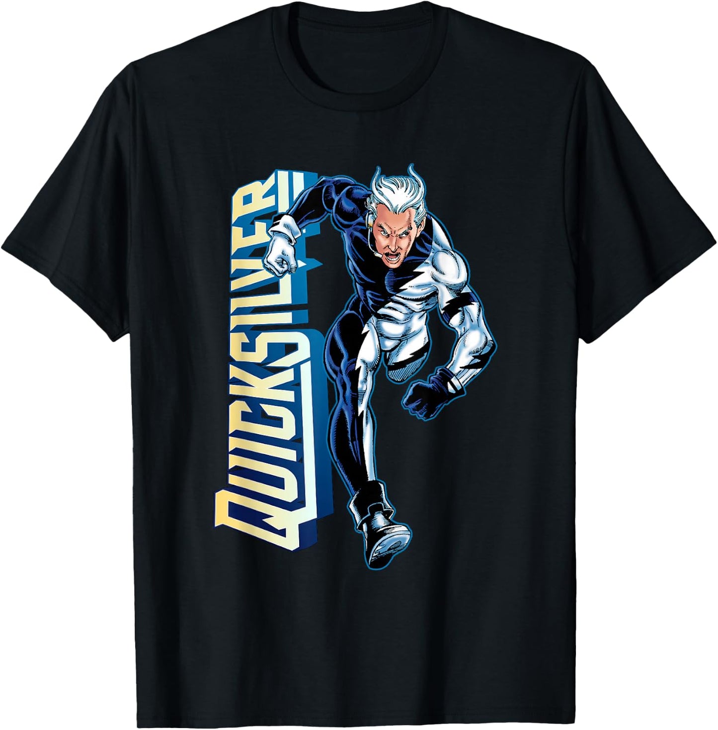Marvel Comics Retro Classic Quicksilver Running Portrait T-Shirt - T-Shirt | Black