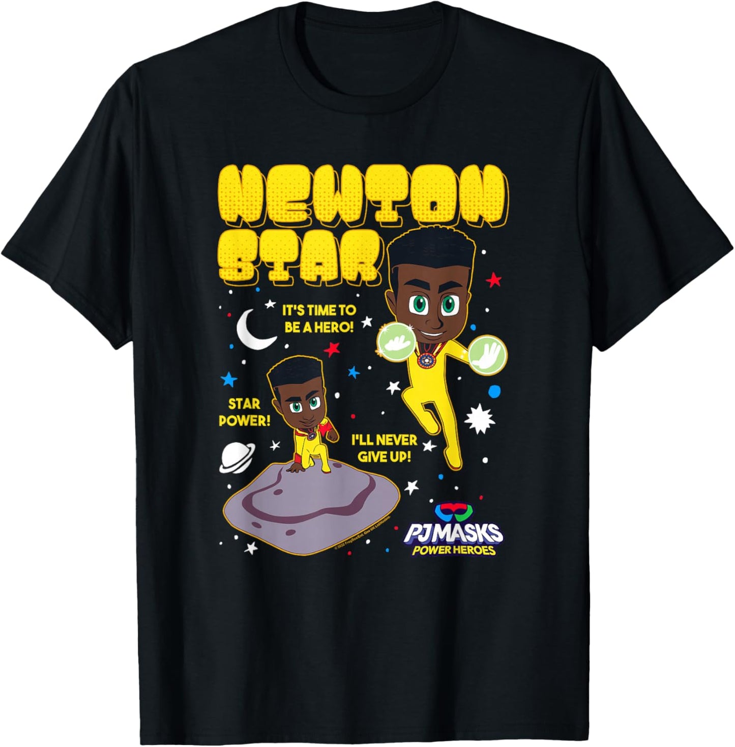 PJ Masks Newton Star I'll Never Give Up Star Power Logo T-Shirt - T-Shirt | Black