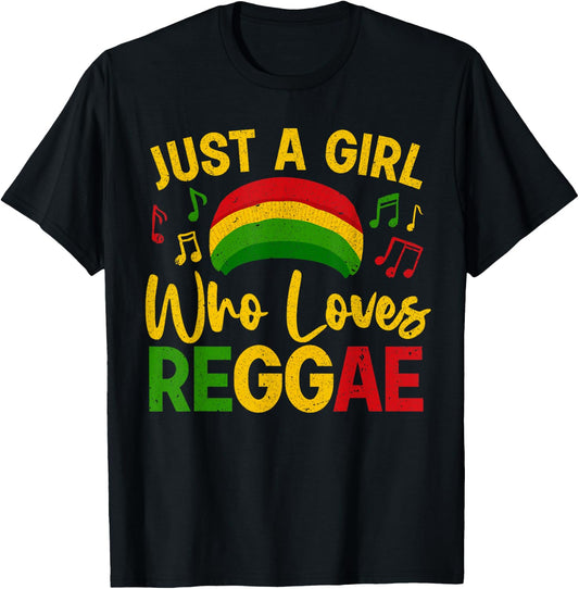 Cool Reggae For Girls Women Rasta Jamaican Music Rastafari T-Shirt - T-Shirt | Black