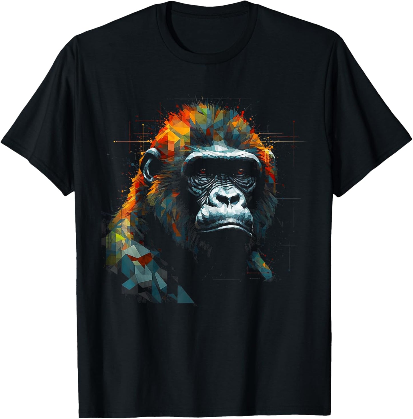 Gorilla Artwork Colourful Animal Monkey Zoo Gorilla T-Shirt - T-Shirt | Black