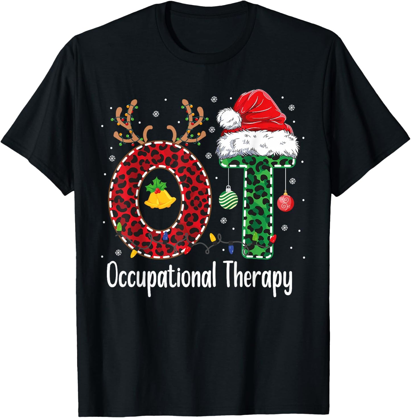 Occupational Therapy Christmas santa hat OT Therapist T-Shirt - T-Shirt | Black