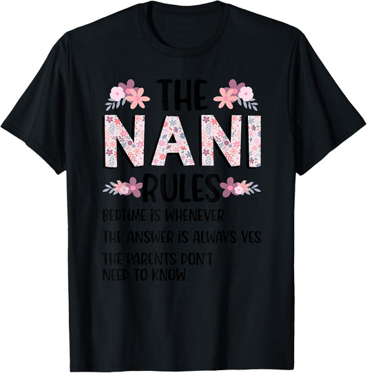 Nani Grandma Rules Nani Grandmother T-Shirt - T-Shirt | Black