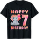 Happy Birthday 7th Elephant Girl Baby Kid 7 Year Old T-Shirt - T-Shirt | Black