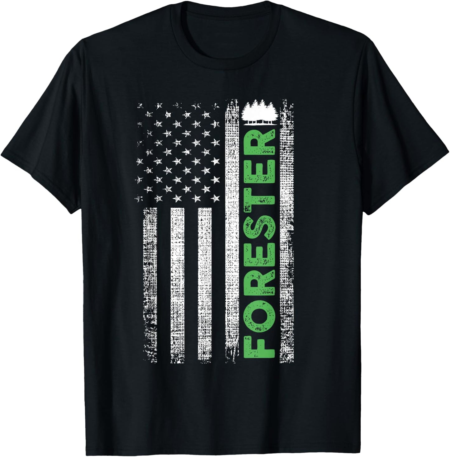 Forest Forestry Worker American Flag Forester T-Shirt - T-Shirt | Black