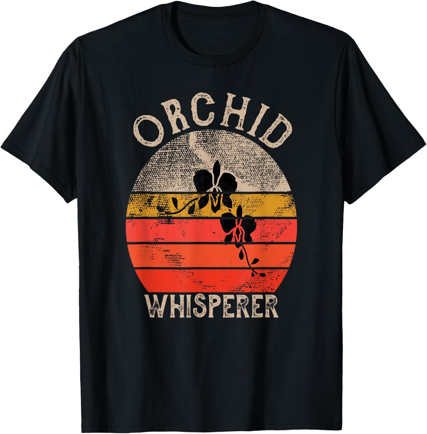 Retro Orchid Whisperer Funny Orchids Flower Lover Gardener T-Shirt - T-Shirt | Black