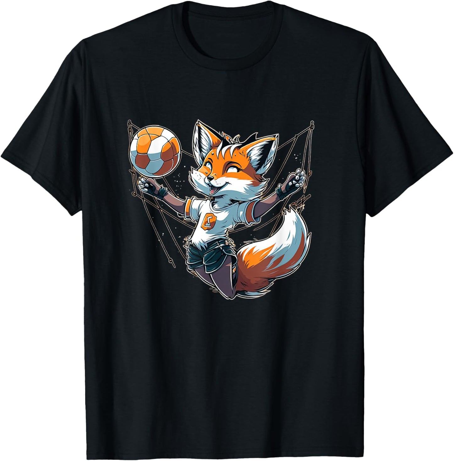 Volleyball Fox - Fox and Volleyball T-Shirt - T-Shirt | Black