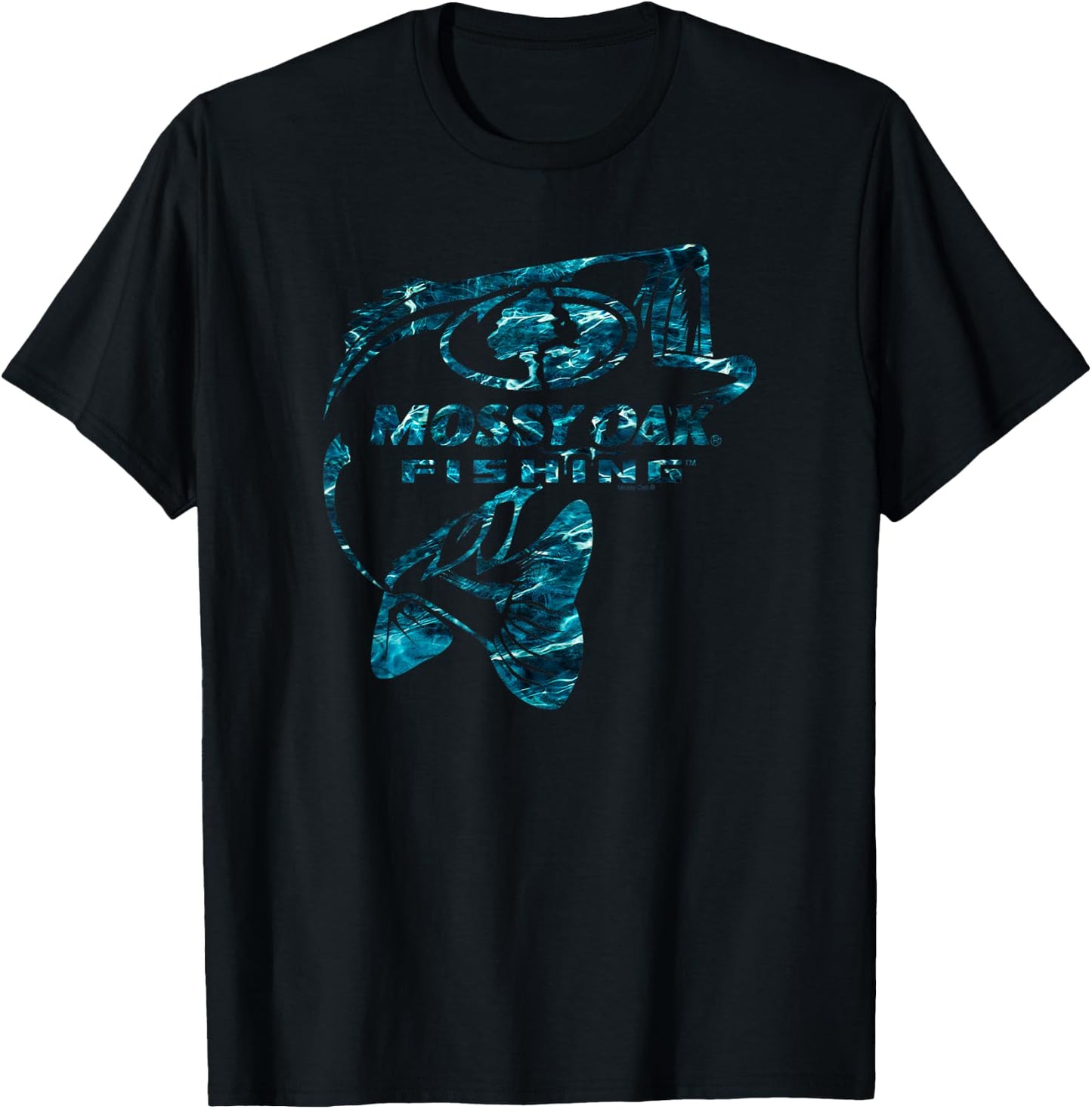 Mossy Oak Fishing Bass Open Water Classic Blue Logo T-Shirt - T-Shirt | Black