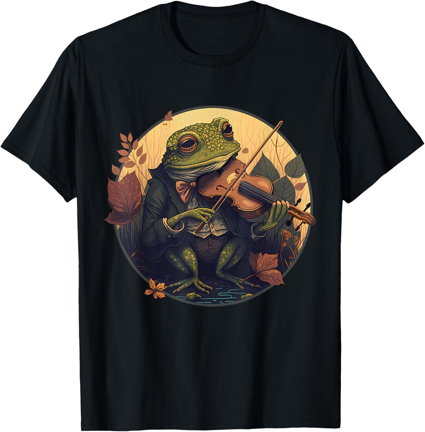 Frog Playing Fiddle T-Shirt - T-Shirt | Black