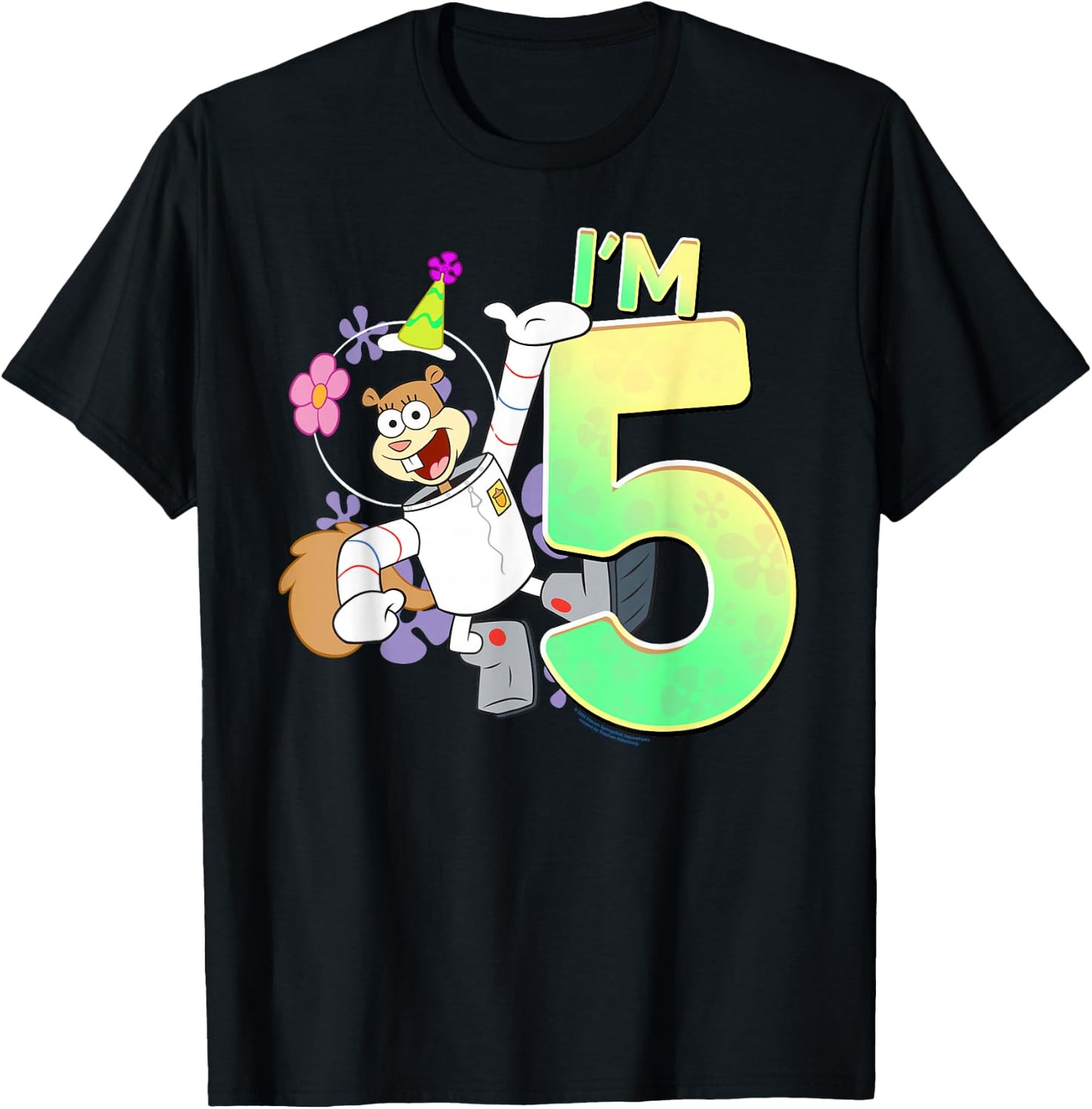 SpongeBob SquarePants Sandy I'm 5 Birthday T-Shirt - T-Shirt | Black