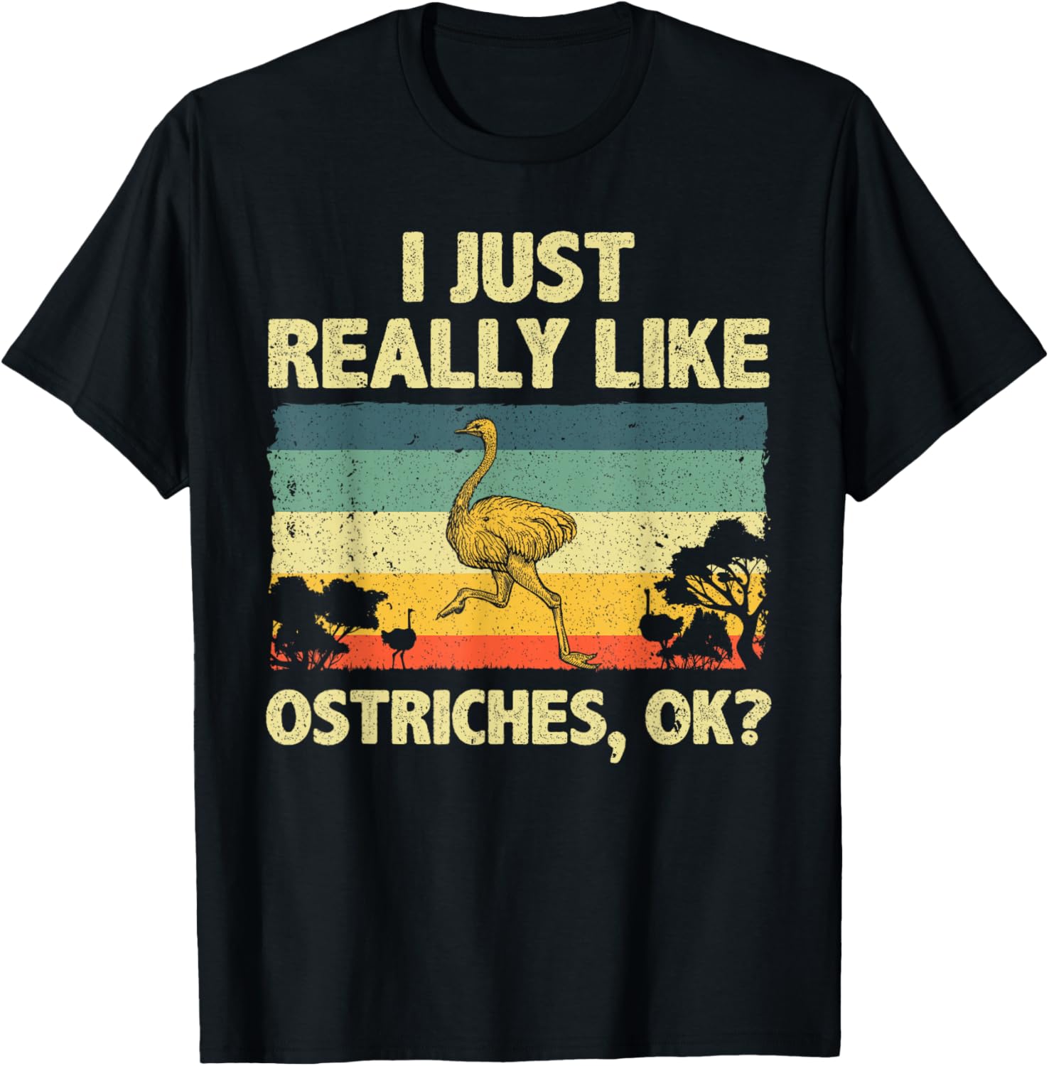 Funny Ostrich Design Women Kids Ostrich Animal Lover T-Shirt - T-Shirt | Black