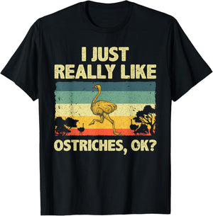 Funny Ostrich Design Women Kids Ostrich Animal Lover T-Shirt - T-Shirt | Black