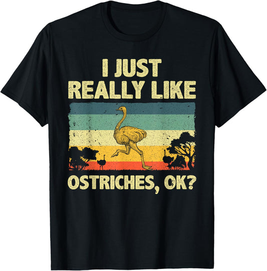Funny Ostrich Design Women Kids Ostrich Animal Lover T-Shirt - T-Shirt | Black