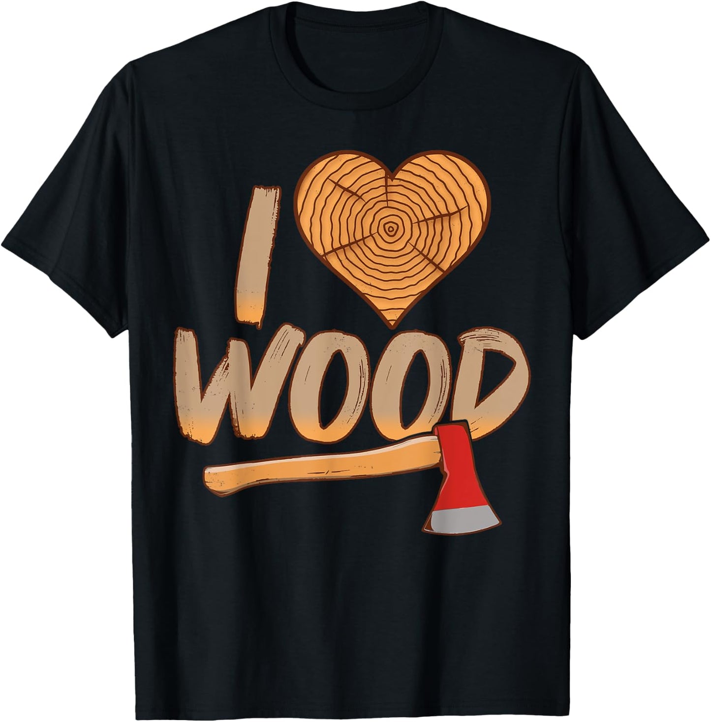 I Heart Wood Shirt Wood Worker Lumberjack Gift T-Shirt - T-Shirt | Black