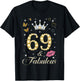 Vintage Happy 69 And Fabulous Crown Heart Lip 69th Birthday T-Shirt - T-Shirt | Black