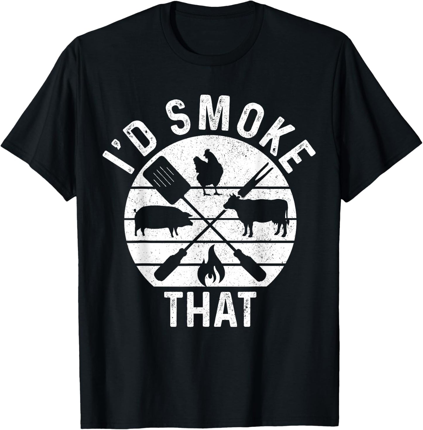 Chef Butcher BBQ I'd Smoke That Pork Beef Funny Father's Day T-Shirt - T-Shirt | Black