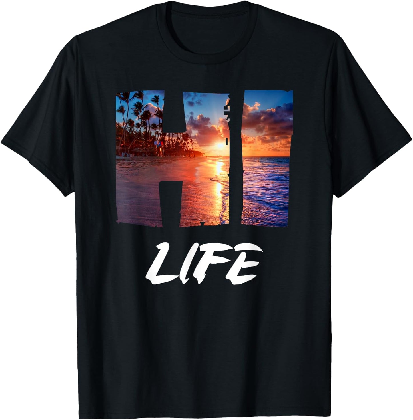 HI Life Aloha Hawaii Tropical Island Hawaiian Vacation T-Shirt - T-Shirt | Black