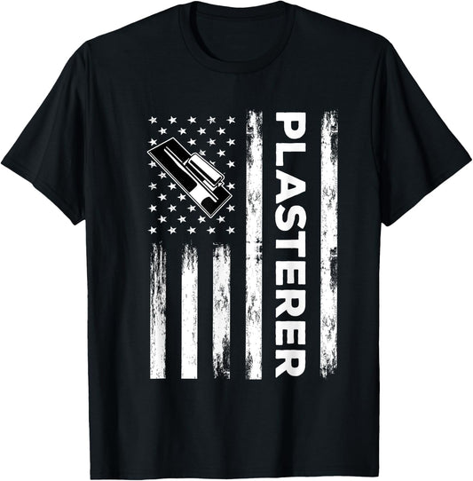 USA Flag Plasterer Outfit Bricklayer America Mason T-Shirt - T-Shirt | Black