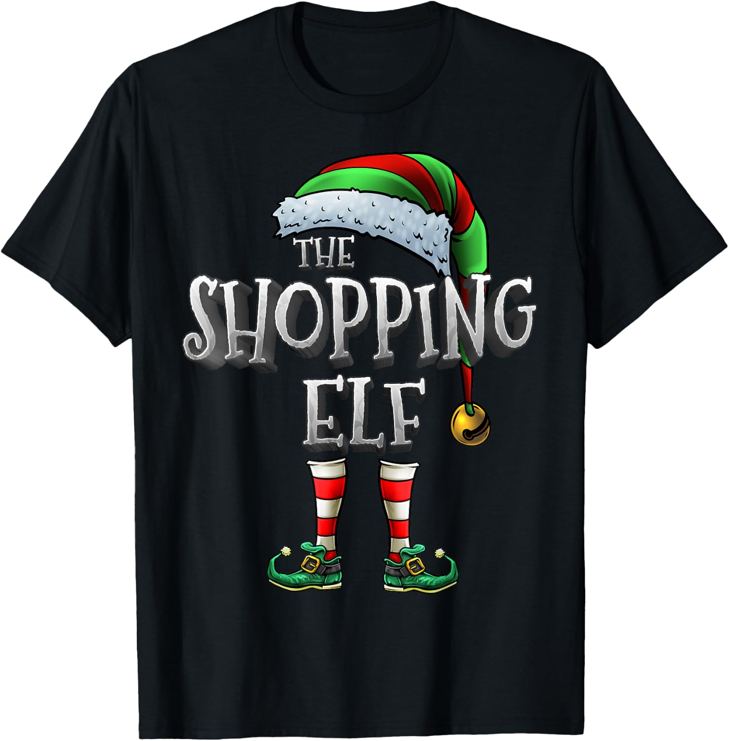 The Shopping Elf Shirt Matching Family Funny Christmas Elf T-Shirt - T-Shirt | Black