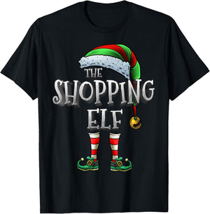 The Shopping Elf Shirt Matching Family Funny Christmas Elf T-Shirt - T-Shirt | Black