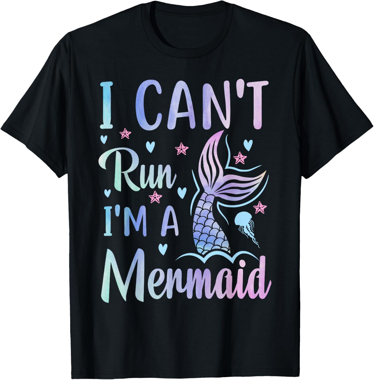 Funny Swimming Workout Mermaid I Can't Run I'm A Mermaid T-Shirt - T-Shirt | Black