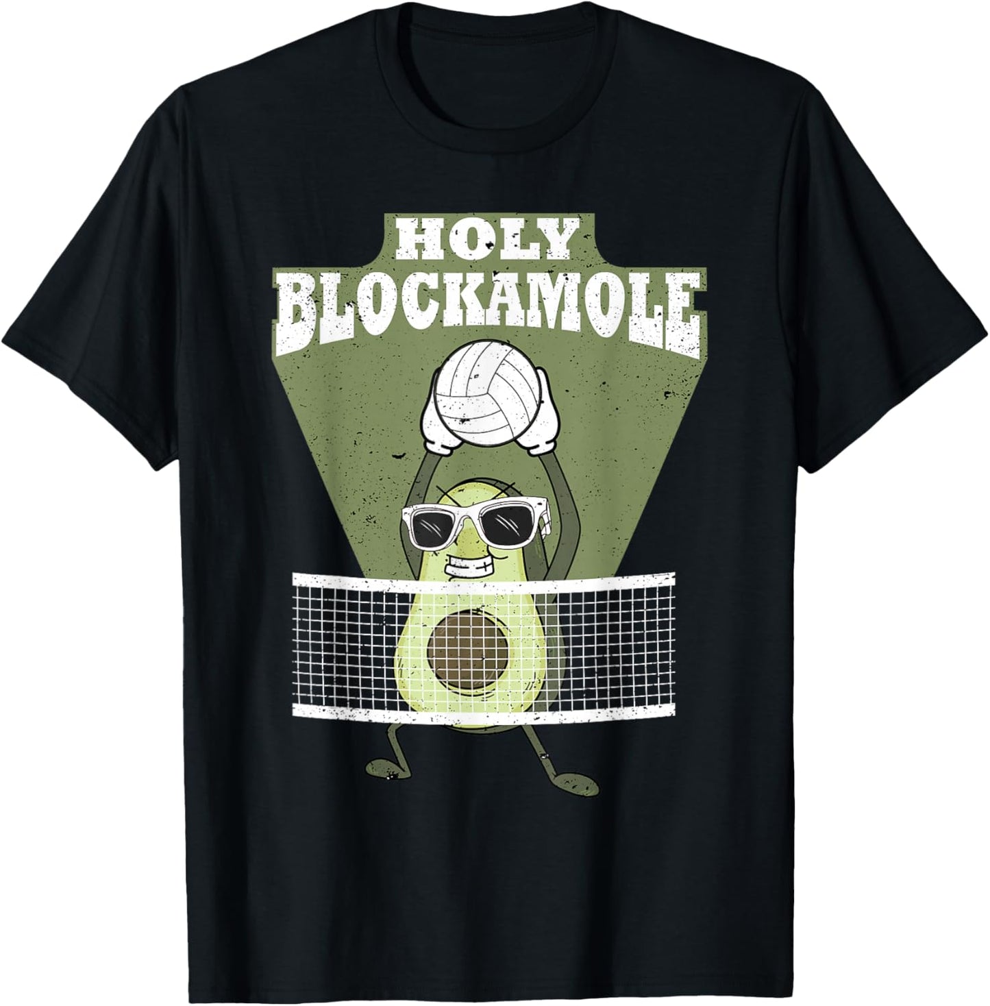 Holy Blockamole Volleyball Avocado Men Women Funny T-Shirt - T-Shirt | Black