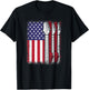 American Flag Electric Guitar Bass Guitarist Rock Music Men T-Shirt - T-Shirt | Black