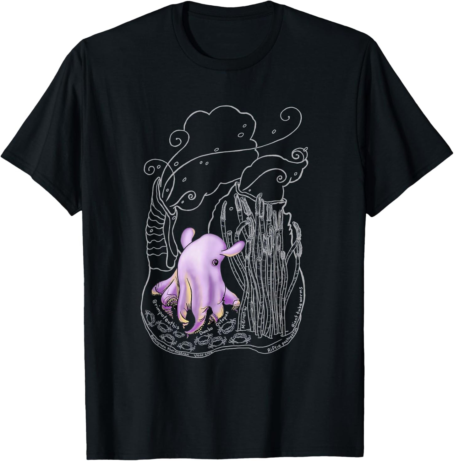 Ghostly Dumbo Octopus T-Shirt - T-Shirt | Black