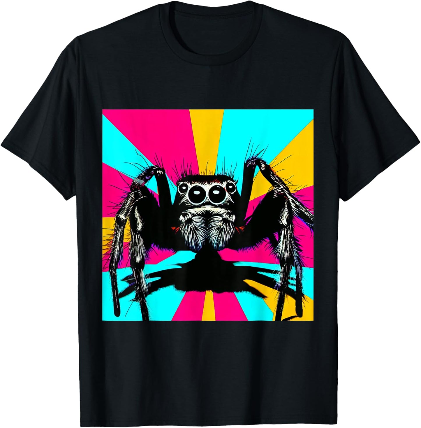 Jumping spider, Jumpingspiders, Andy Warhole style, colored T-Shirt - T-Shirt | Black