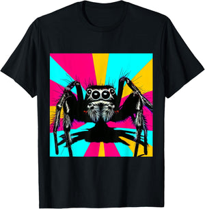Jumping spider, Jumpingspiders, Andy Warhole style, colored T-Shirt - T-Shirt | Black