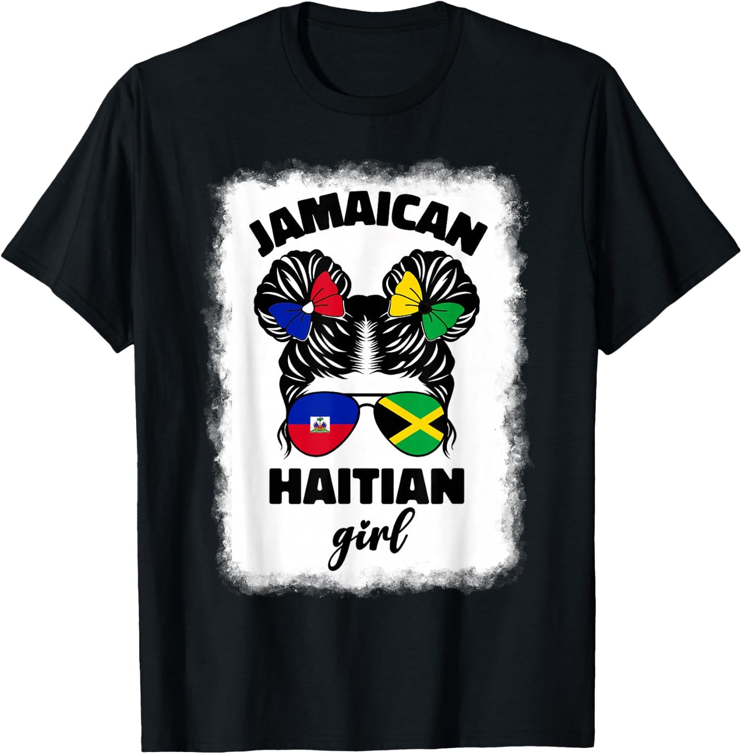 Half Jamaican Haitian Jamaica Flag Haiti Ayiti Kids Girls T-Shirt - T-Shirt | Black