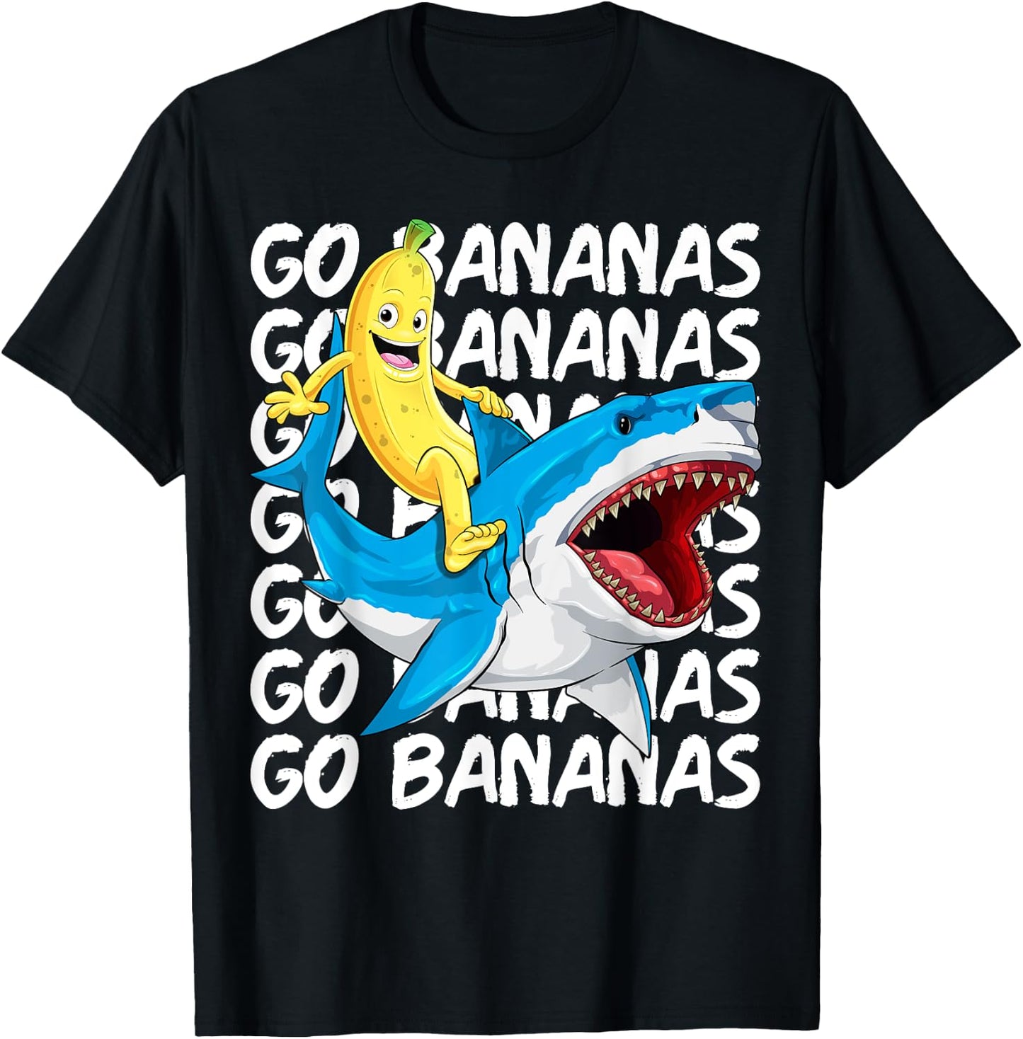 Banana Shirt Banana Shark Fruitful Sea Predator Funny T-Shirt - T-Shirt | Black