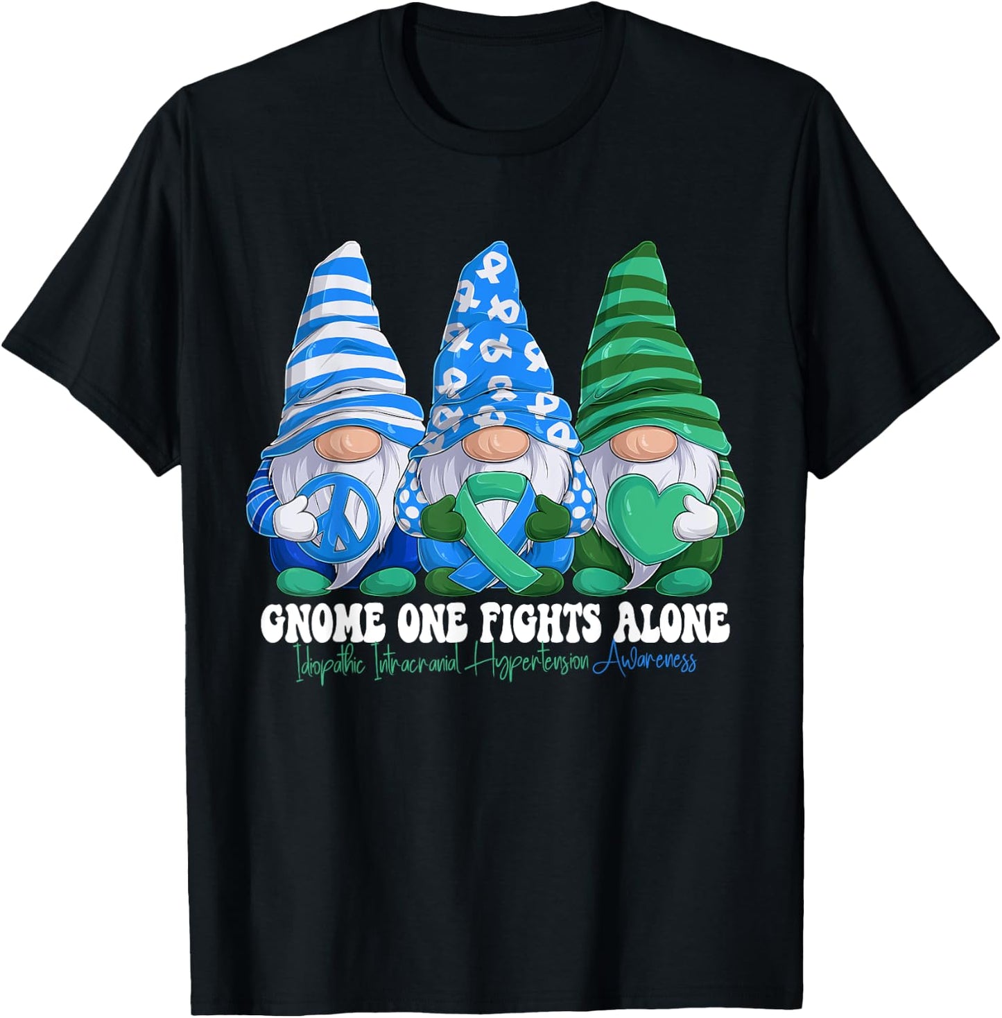Funny Gnomies Idiopathic Intracranial Hypertension Awareness T-Shirt - T-Shirt | Black