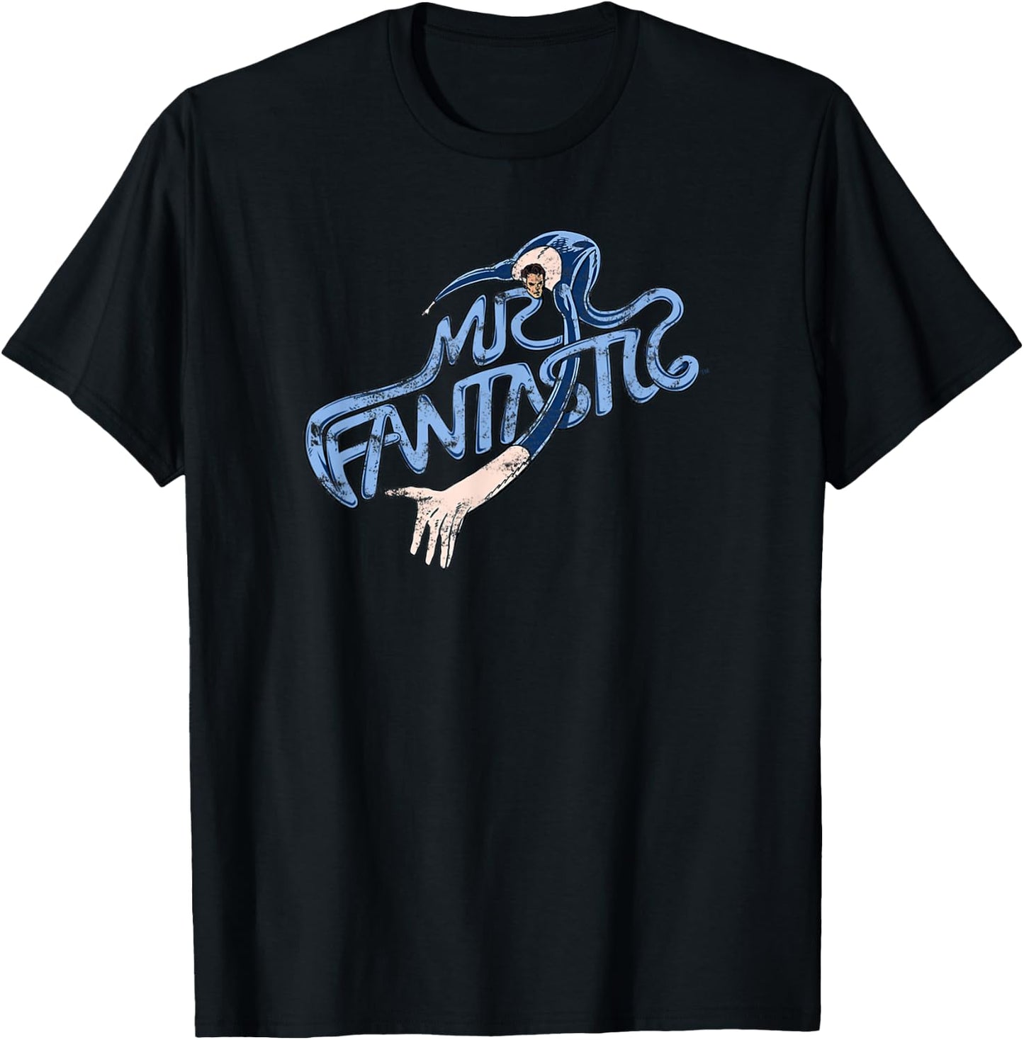 Marvel Fantastic Four Mr. Fantastic Stretchy Text Retro Logo T-Shirt - T-Shirt | Black