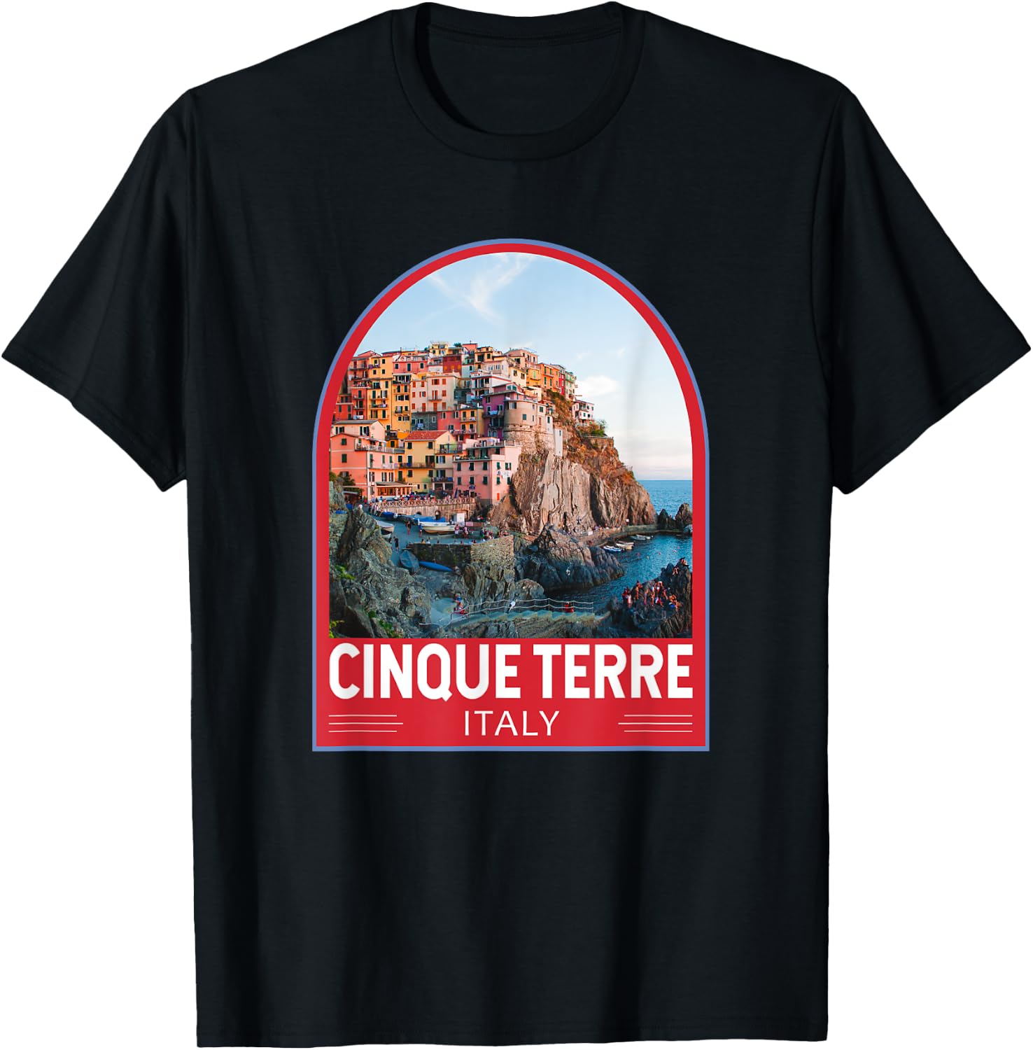 Cinque Terre Italy Retro Emblem Vintage T-Shirt - T-Shirt | Black