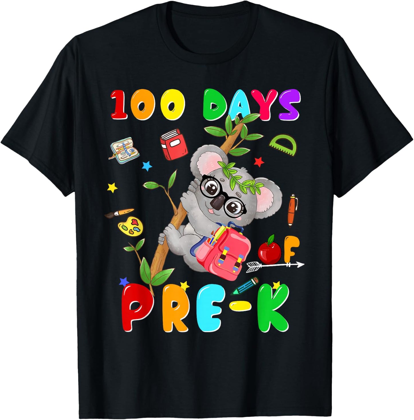 100th Day of School Pre-k Koala Happy 100 Days Of School T-Shirt - T-Shirt | Black