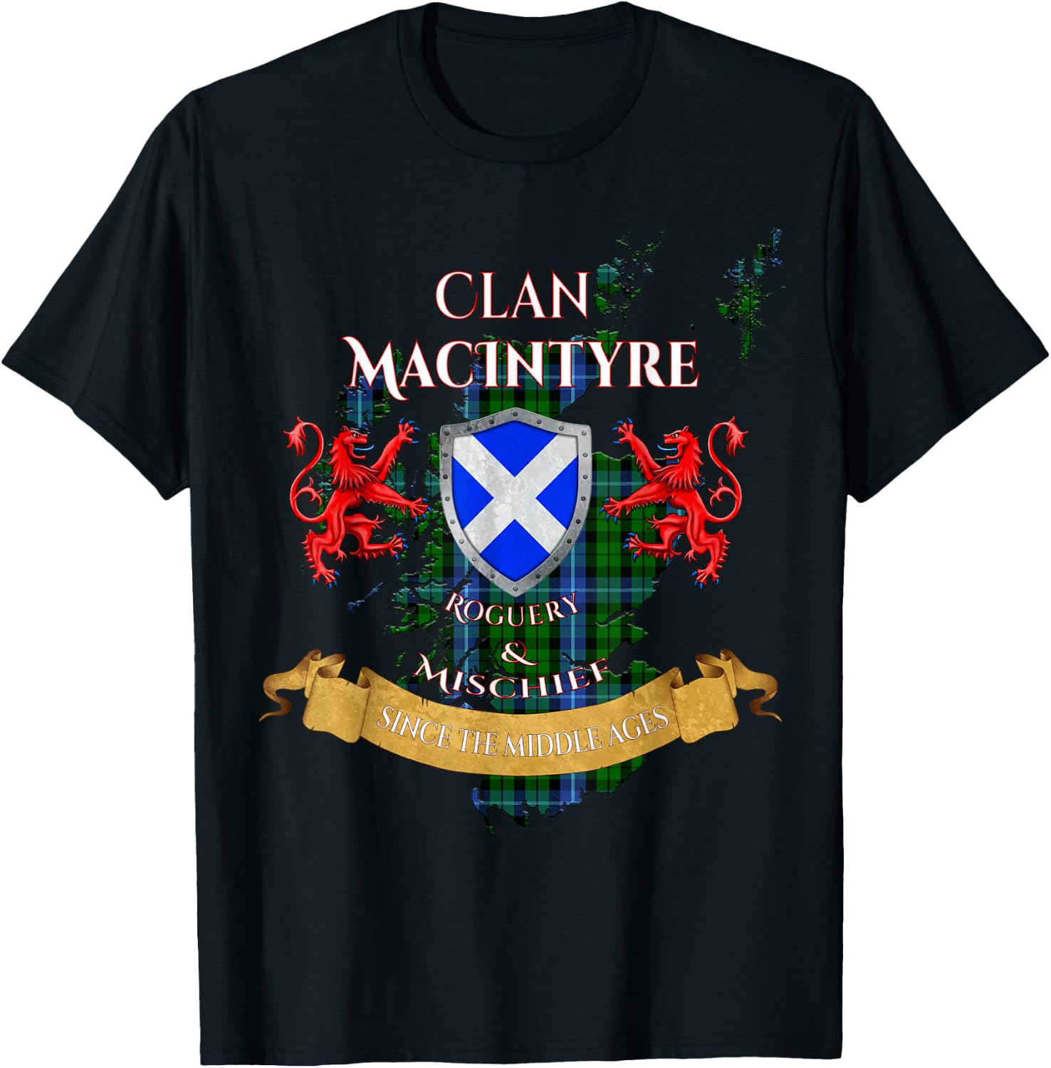 MacIntyre Scottish Family Clan Middle Ages Mischief T-Shirt - T-Shirt | Black