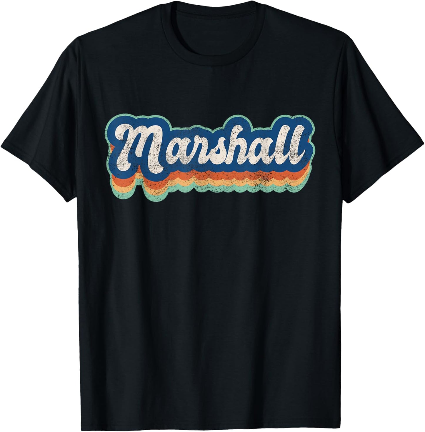Marshall First Name Boy Vintage Style 70s 80s Personalized T-Shirt - T-Shirt | Black