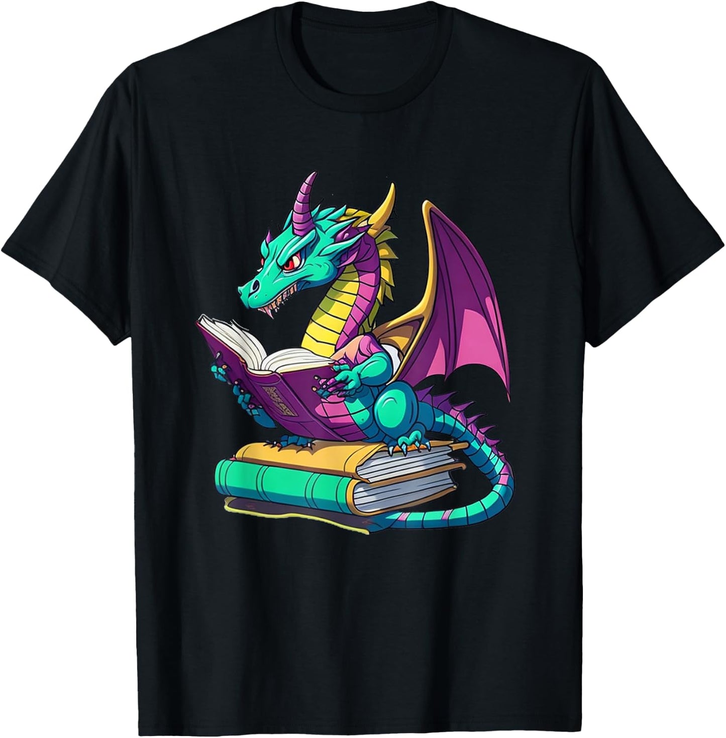 Dragon Reading Book T-Shirt - T-Shirt | Black