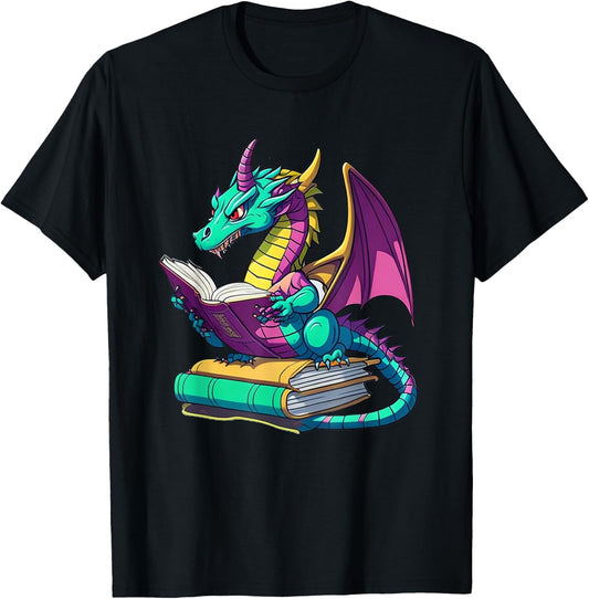 Dragon Reading Book T-Shirt - T-Shirt | Black