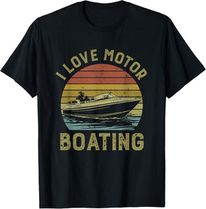 I Love Motor Boating Vintage Funny I Heart Motoboating T-Shirt - T-Shirt | Black
